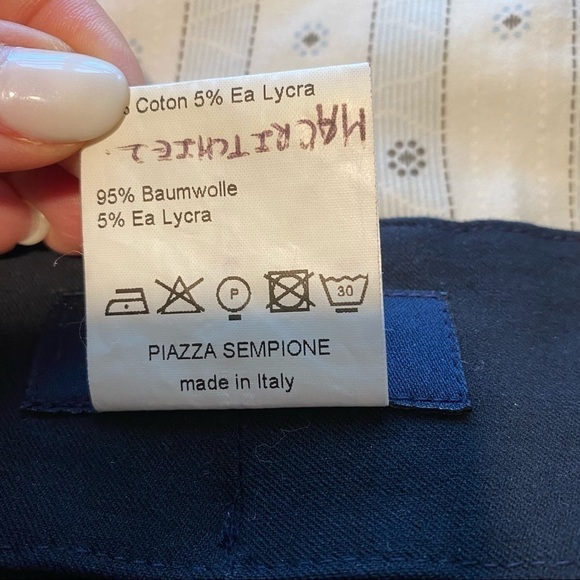 Piazza Sempione side zipper Made in Italy Straight-Leg Cropped Pants navy - Picture 9 of 14